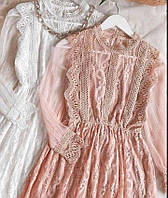 Женское ажурное платье с длинным рукавом, женские платья, нарядное платье Розовый