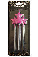 Набор свечей "Звездочка на палочке", розовый 4шт/уп 868614