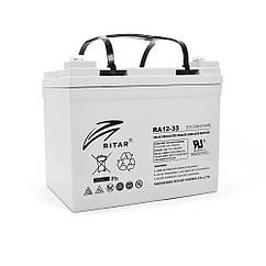 Акумуляторна батарея AGM RITAR RA12-33, Gray Case, 12 V 33.0 Ah ( 195 x 130 x155 (168) ) Q1