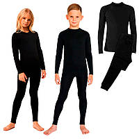 Комплект термобелья детского 2в1 BioActive 30-40 р, Черное / Кофта + штаны для девочки и мальчика размер 34