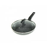 Сковорода з кришкою мармурове покриття Tiross TS-1250P 20 см Black S, фото 4