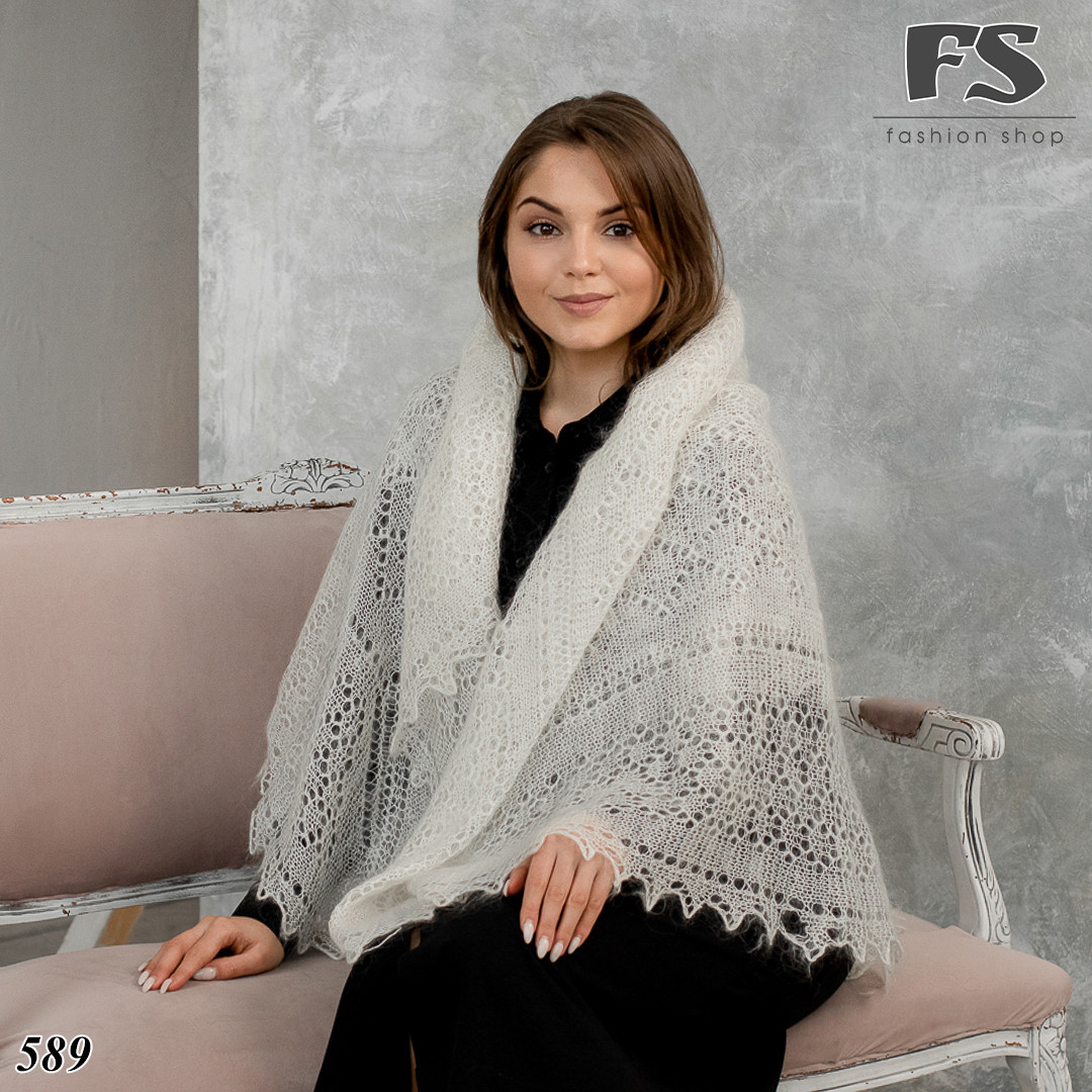 Оренбурзька молочна пухова хустина Меланка 120 см