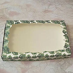 Коробка для пряників із віконцем 20*30 см Лист монстери
