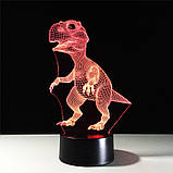 Светильник-ночник 3D с пультом управления Динозавр, фото 2