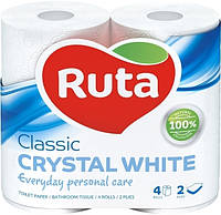 Бумага туалетная Ruta Classic белая двухслойная 4 рулона