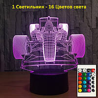 Світильник-нічник 3D з пультом керування Перегоновий автомобіль
