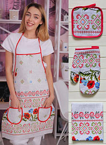 Кухонний набір 4в1 (фартух, рушник, прихватки і рукавиця)