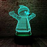 Світильник-нічник 3D з пультом керування Сніговик, фото 6