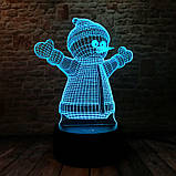 Світильник-нічник 3D з пультом керування Сніговик, фото 5