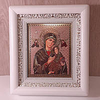 Икона Страстная Пресвятой Богородицы, лик 10х12 см, в белом деревянном киоте