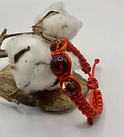 Браслет шамбала з бурштину з червоною ниткою, браслет шамбала з бурштину