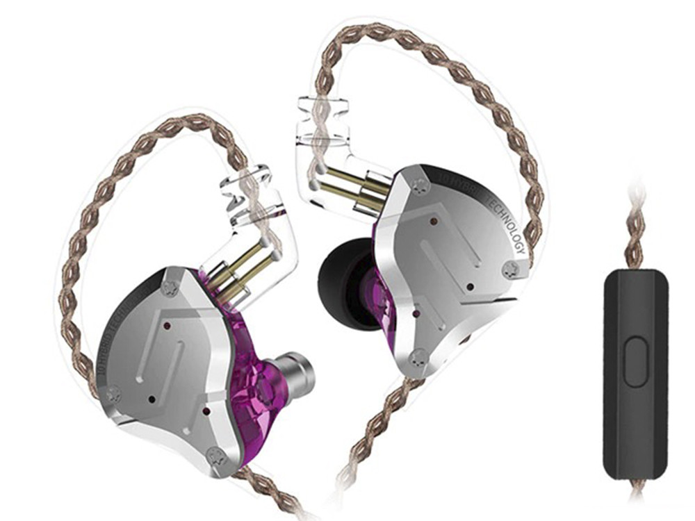 Навушники KZ ZS10 Pro з мікрофоном Пурпурні