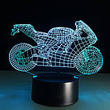 Світильник-нічник 3D з пультом керування Мотоцикл, фото 3