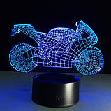 Світильник-нічник 3D з пультом керування Мотоцикл, фото 5