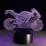 Світильник-нічник 3D з пультом керування Мотоцикл, фото 6