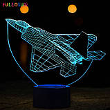Світильник-нічник 3D з пультом керування Літак, фото 2