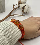 Браслет шамбалу з бурштину з червоною ниткою, браслет шамбалу з бурштину, фото 4