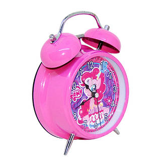 Дитячий настільний годинник-будильник метал (12х17х6см) My Little Pony (Мій маленький поні) рожевий, фото 2