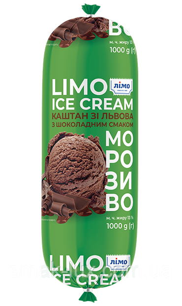 Морозиво "Limo Ice Cream" "Каштан зі Львова" з шоколадним смаком в полімерному рукаві 1200г
