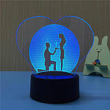 Світильник-нічник 3D з пультом керування Романтика, фото 4