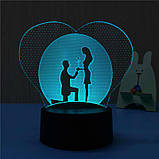 Світильник-нічник 3D з пультом керування Романтика, фото 5