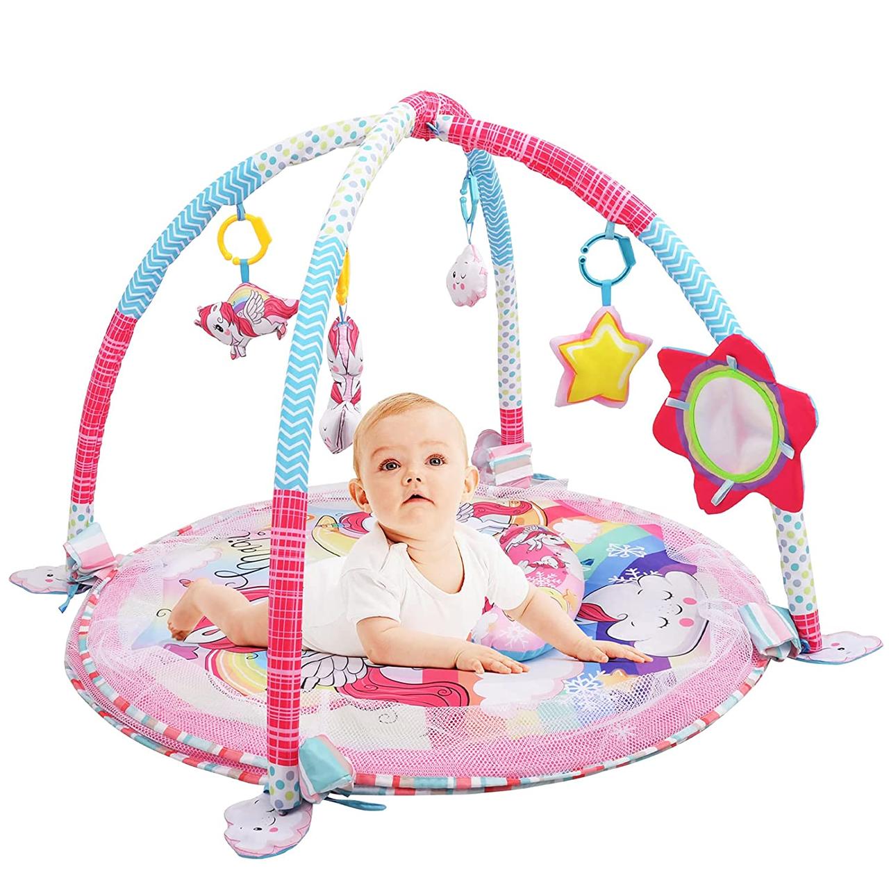 Коврикманеж развивающий для новорожденных 3 в 1 единорог Meying "Baby