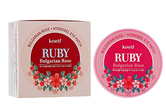 Гідрогелеві патчі під очі Koelf Ruby & Bulgarian Rose з рубіном і болгарською трояндою, 60 шт.