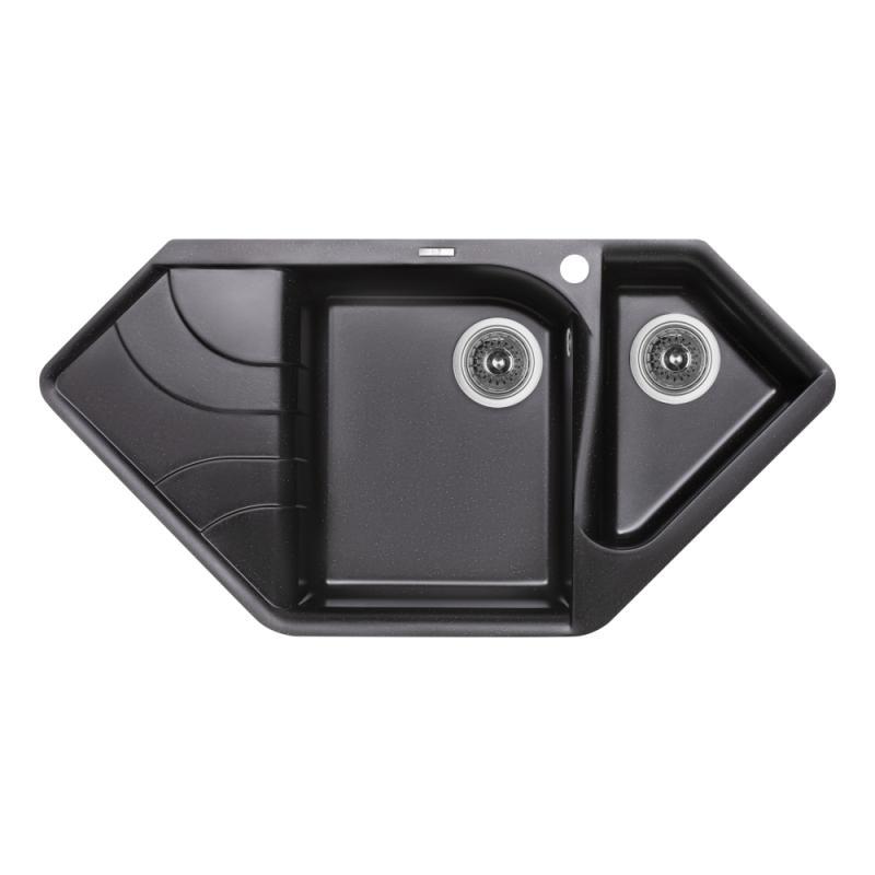 Гранітна кухонна мийка Lidz (BLM-14) 1000x500/225 чорна 10050, фото 1