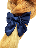 Заколка для волос "Шёлковый бант" синий
