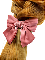 Заколка для волос "Шёлковый бант" розовый