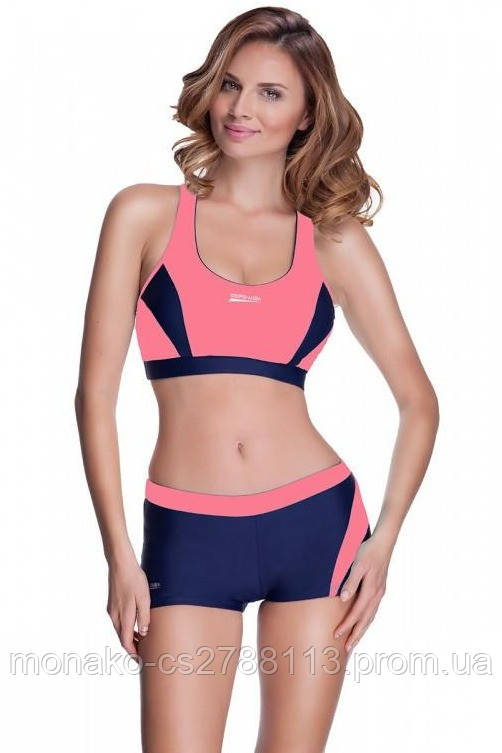 Раздельный спортивный купальник для бассейна Aqua Speed Fiona, топ и шортики, розовый с синим 42 - фото 1 - id-p1503575707