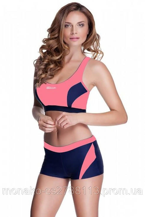 Раздельный спортивный купальник для бассейна Aqua Speed Fiona, топ и шортики, розовый с синим 42 - фото 2 - id-p1503575707