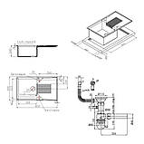 Гранітна кухонна мийка Lidz (BLM-14) 860х500/240 чорна 8650, фото 3