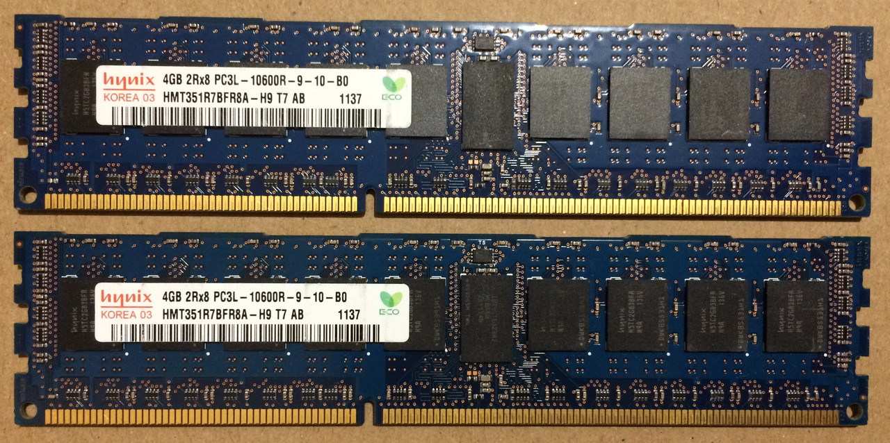 8GB 2*4GB DDR3L 1333MHz Hynix 10600R PC3L REG ECC RAM Серверна оперативна пам'ять