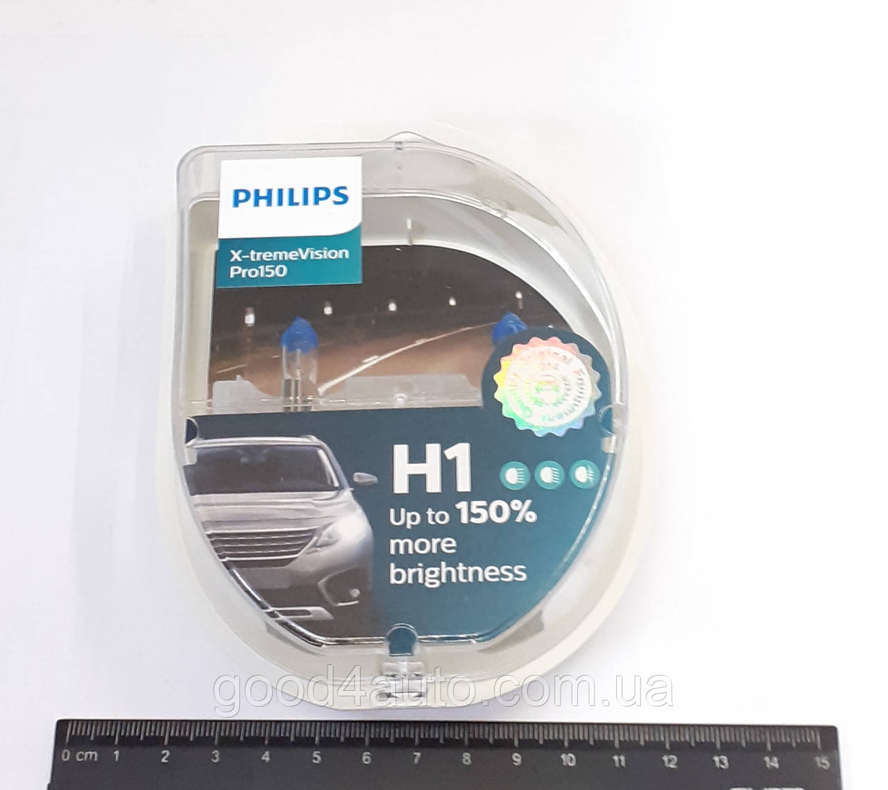 Лампа H1 55W P14,5S X-Treme Vision+150% (Philips) 12258XV-S2, фото 1