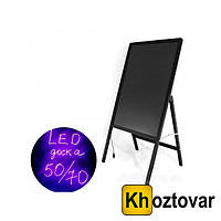 Флуоресцентная доска на стойке c фломастером и салфеткой Fluorecent Board With Stand | 50x70 см
