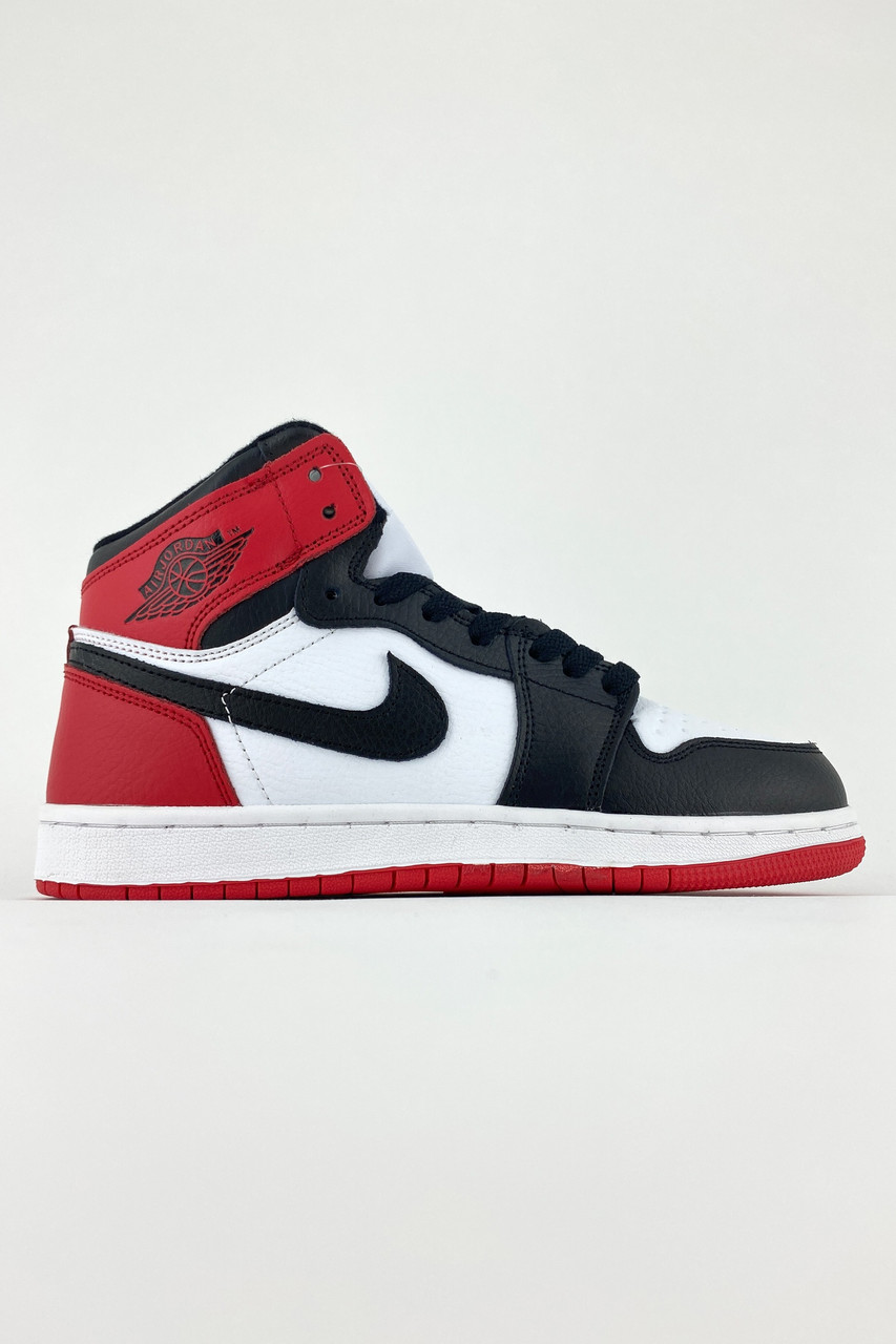 Женские зимние кроссовки Nike Air Jordan 1 Red Black (черно-красные) высокие стильные кроссы