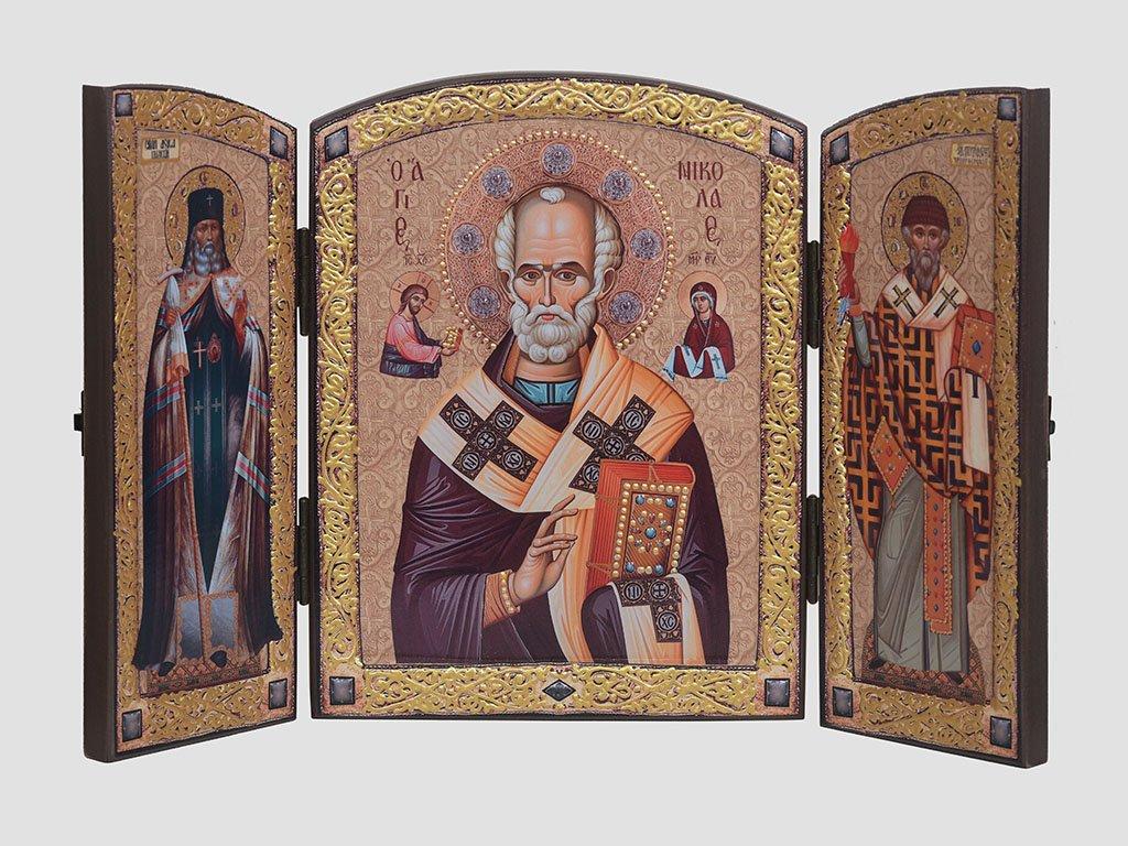 Складень: Св. Миколай, Св. Лука, Св. Спірідон