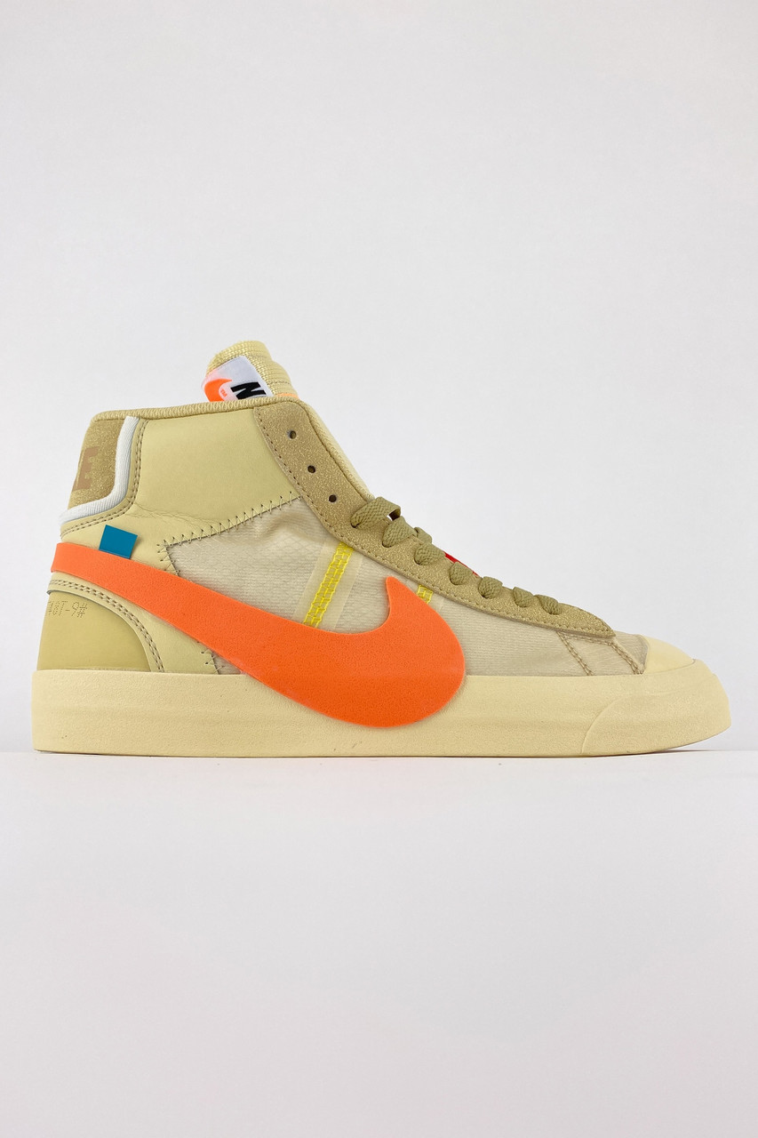 Женские кроссовки Nike Blazer Mid '77 Off-White Beige (бежевые) C-3582 стильная качественная обувь