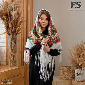 Українська народна шерстяна хустина Квіти України.  ДЕФЕКТ!