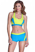 Спортивный купальник раздельный с шортиками Aqua Speed Fiona, голубой с желтым 34