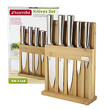 Набір кухонних ножів Kamille 5 ножів з нержавіючої сталі і підставка з дошкою KM-5168
