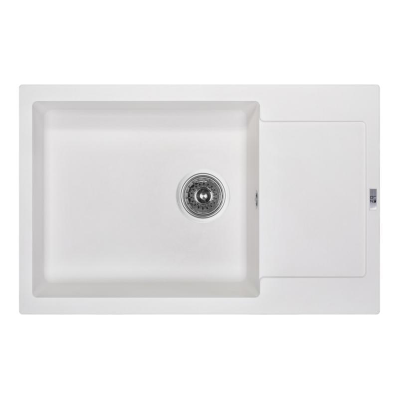 Гранітна кухонна мийка Lidz (WHI-01) 781x510/200 біла 7850