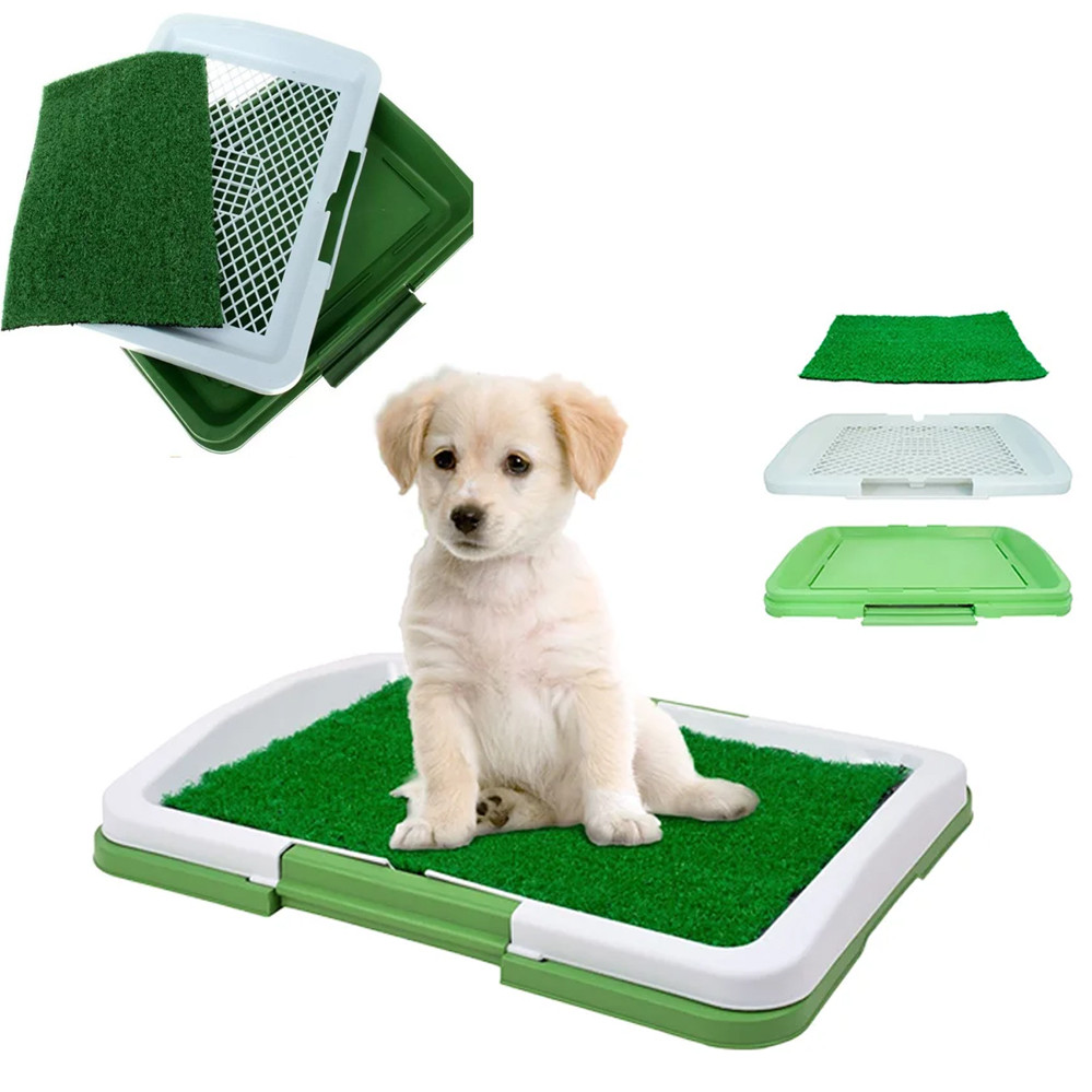 Туалет для собак триярусний Puppy Potty Pad лоток для домашніх тварин з травою та ґратами 47х34х6см