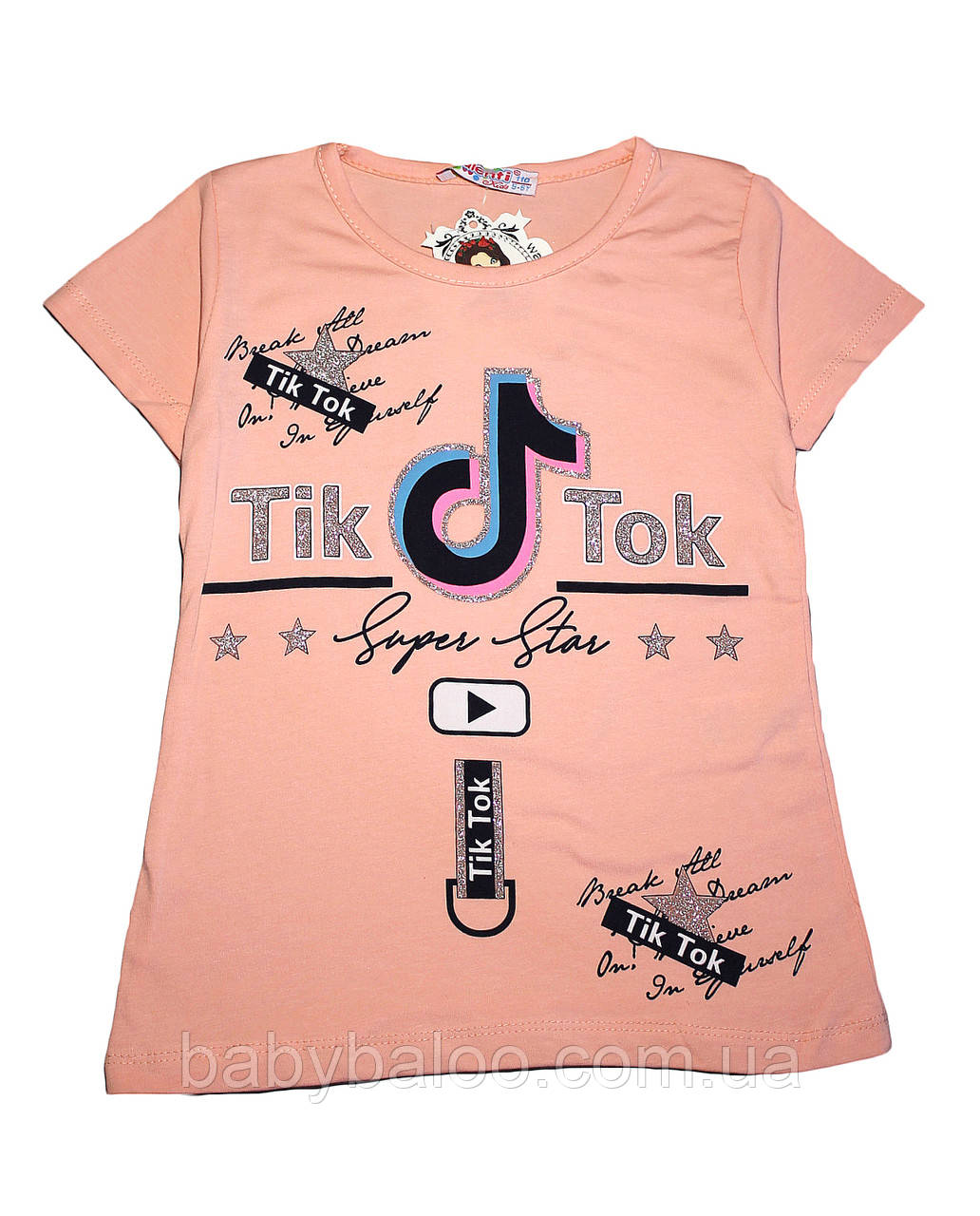 Красива футболка для дівчинки "Tik-tok" (від 5 до 8 років) - арт.1447607371