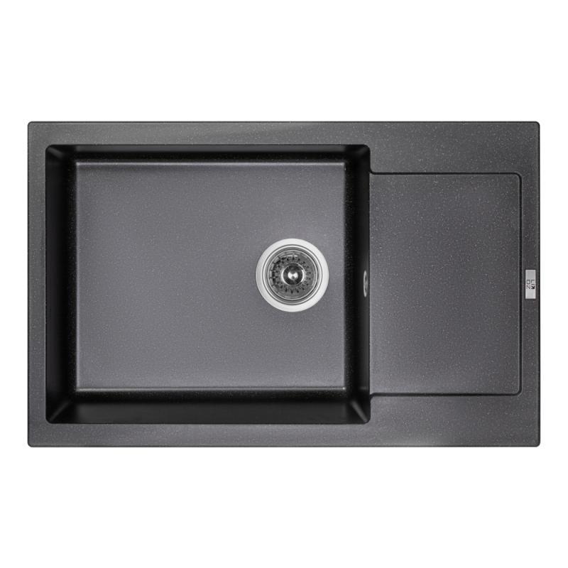 Гранітна кухонна мийка Lidz (BLM-14) 781x510/200 чорна 7850