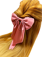 Заколка для волос "Шифоновый бант" розовый