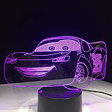 Світильник-нічник 3D з пультом керування Тачки Маквін, фото 5