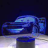 Світильник-нічник 3D з пультом керування Тачки Маквін, фото 2