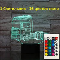 Світильник-нічник 3D з пультом керування Вантажівка